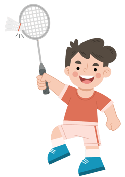 llustration of a boy playing badminton png