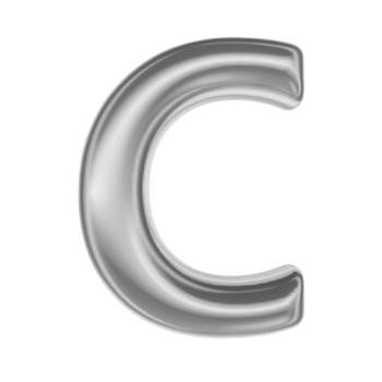 Font C Silver 3D Render png
