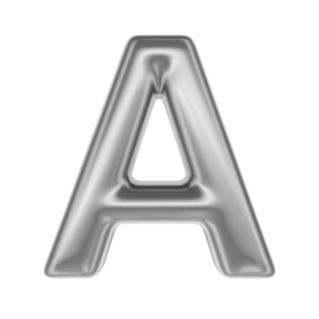 Font A Silver 3D Render png