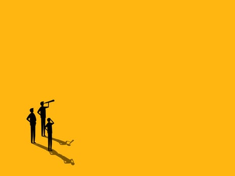 Brainstorming. group of business analysts stand on an empty space. vector