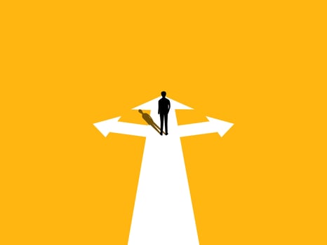 Crossroads, Businessman decides on a path, Career road vector