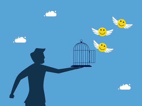 Businessman releases happiness from the cage vector