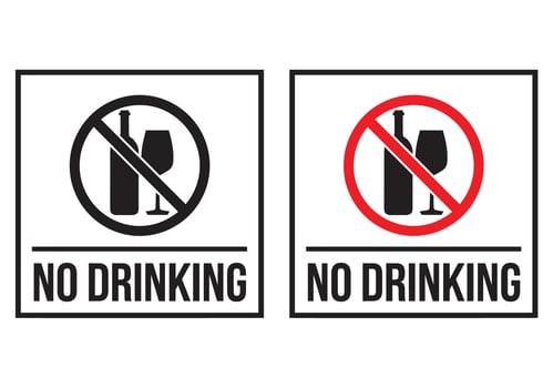 No Drinking Sticker with text vector