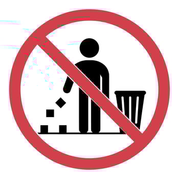 Do not throw garbage on the ground sign. vector