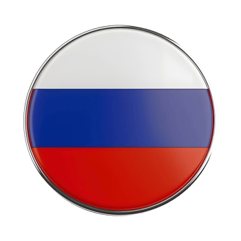Glossy Round Button with Russian Flag Design isolated on transparent background png