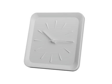 3d Simple White Square Wall Clock Ten Fifteen Quarter Past 10, 3d illustration png