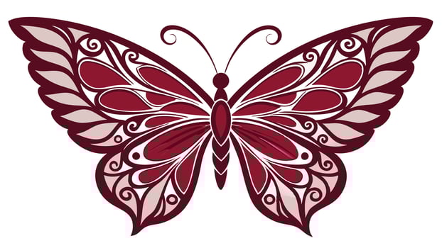 a red and white butterfly with a pattern on it vector