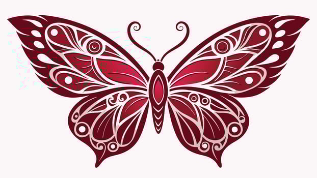 a red butterfly with a pattern on it vector