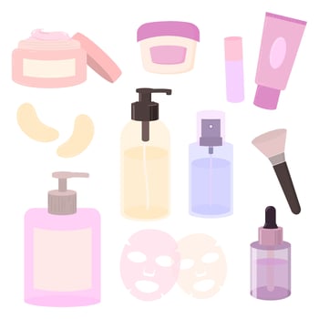 Cute illustration of skin care product and packaging vector