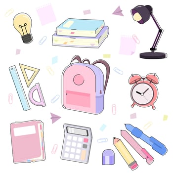 Illustration of study accessories, school elements for study vector