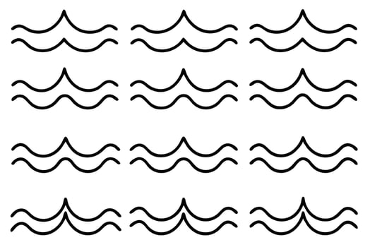 Sea Wave Pattern Line Art Showcases Fluid Lines of Coastal Waves vector