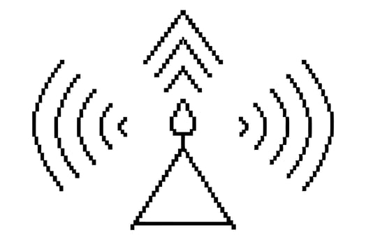 Radio signal frequency line art illustration with dynamic frequency curves vector