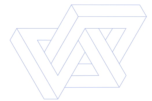 Impossible figure. Linear style, geometric irregular shape. Optical illusion. icon, isolated object vector