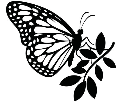 Silhouette of a butterfly with decorative wings. vector