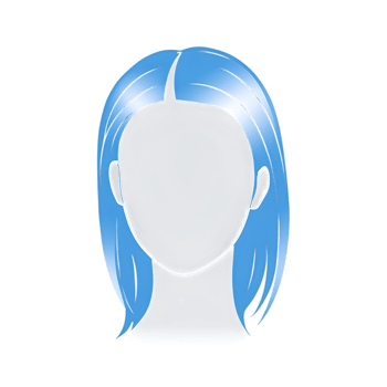a woman's head with blue hair on a transparent background png