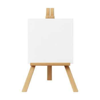 An easel with a white canvas on it png