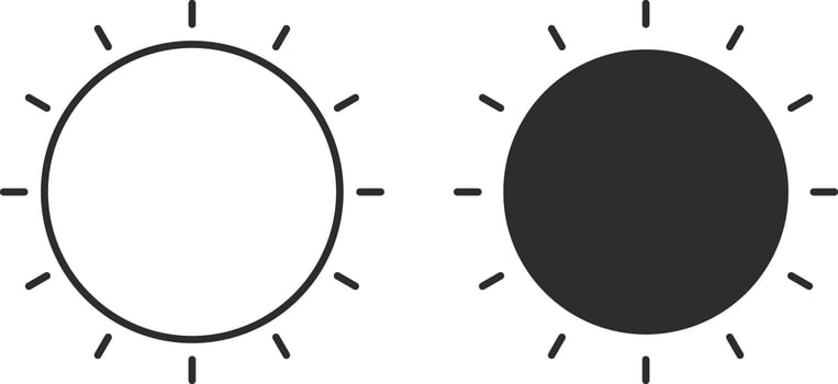 Sun icon set. Sun symbol. Hot solar energy for tan vector