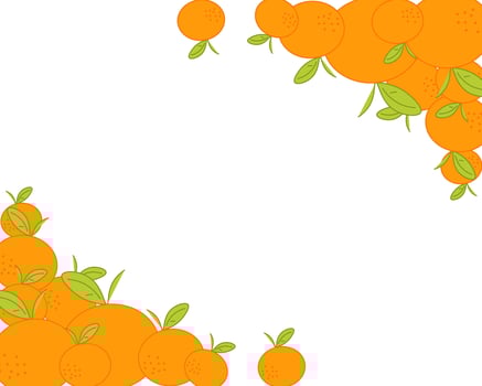 Mandarin or tangerine graphic background. Organic citrus plant drawing with whole mandarin. Template for food product label. Natural botanical line art illustration. vector