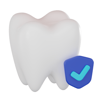 3D Render Dental Care with Check Mark and Teeth Illustration Icon png