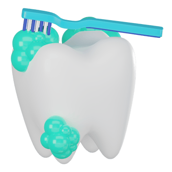 3D Render Toothbrush and Tooth Illustration Icon png