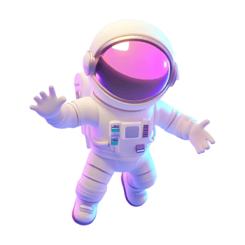 An astronaut in a purple suit with his arms outstretched png