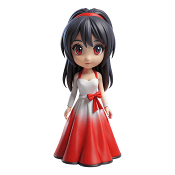 Adorable Chibi Girl in Red and White Dress Artwork png