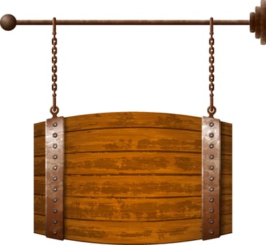 Barrel shaped wooden signboard vector