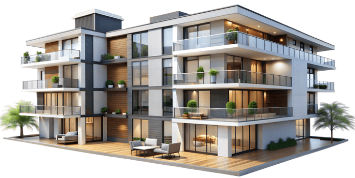 3d rendering of a modern apartment building png