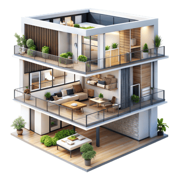 3d rendering of a modern house with balcony png