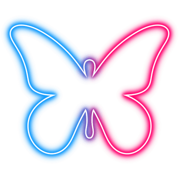 Glowing butterfly. Butterfly outline neon light png