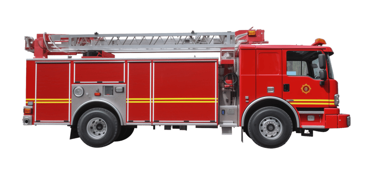 Fire Truck Side View Isolated on Transparent Background png