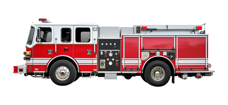 Side View of Fire Truck Isolated on Transparent Background png