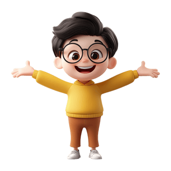 3D happy cartoon boy png