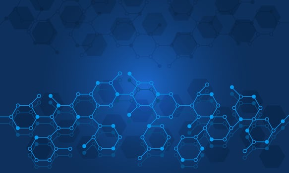 Hexagonal blue background with process flow chart vector