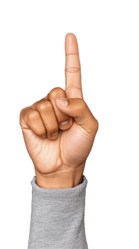 Hand gesture indicating number one sign on transparent background png