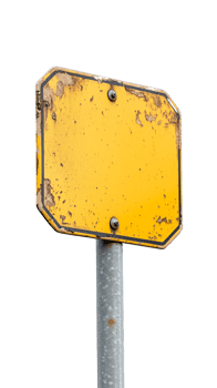 Rusty yellow octagonal sign with no text on transparent background png