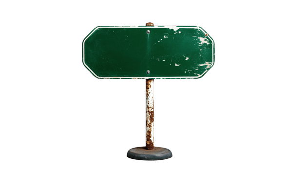 Vintage green blank street sign on transparent background png