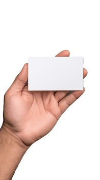 Hand holding a blank business card for branding on transparent background png