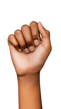 Raised fist symbolizing strength and unity on transparent background png