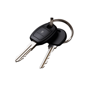 Car keys with remote control and metal keychain on transparent background png