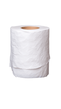 Roll of white paper towels with textured surface on transparent background png