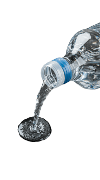 Clear plastic water bottle pouring fresh water on transparent background png