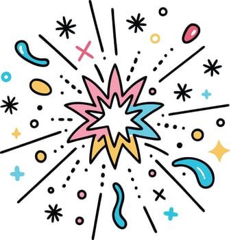 a colorful doodles of a star sparkle pattern vector