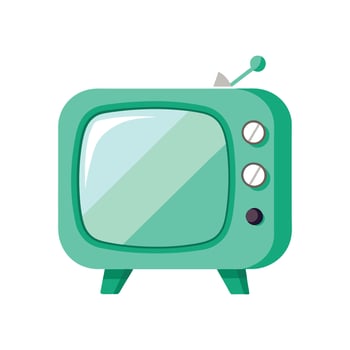Mint Green Vintage TV Illustration - Retro Electronics Design for Nostalgic and Classic Decor vector