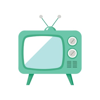 Retro TV Illustration - Mint Green Vintage Electronics with Classic Screen for Stylish Decor vector