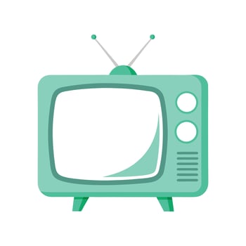 Retro Mint Green TV - Vintage Electronics Illustration with Classic Screen Design for Stylish Decor vector