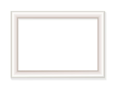 Elegant Rectangular White Smooth Picture Frame with Shadow Isolated on White Background vector