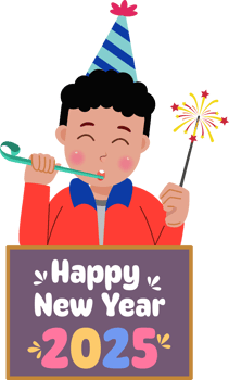 Boy Celebration New Year 2025 Illustration png