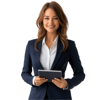 Business woman holding tablet pc png