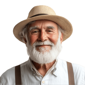An old man with a white beard and hat png